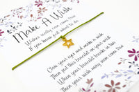 Wish Bracelet - Gold Star Charm Bracelet. Lucky String Bracelet. Good Luck Gift - Choice of Colours