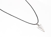 Arrowhead Necklace. Arrow Pendant. Unisex Necklace. Adjustable Black Cotton Cord.
