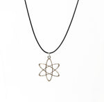 Atom Necklace. Molecule Pendant. Unisex Necklace. Adjustable Black Cotton Cord.