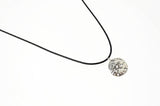 Silver Sand Dollar Necklace. Stamped Pendant. Adjustable Black Cotton Cord.