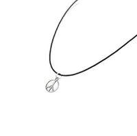 Silver CND Pendant. Peace Necklace. Adjustable Black Cotton Cord Necklace.
