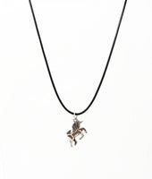 Unicorn Pendant. Silver Unicorn Necklace. Adjustable Black Cotton Cord Necklace.