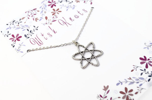 Atom Pendant. Silver Molecule Necklace. Choose Length.