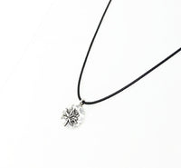 Silver Lotus Flower Necklace. Lotus Blossom Pendant - Adjustable Black Cotton Cord.