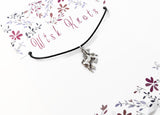 Unicorn Pendant. Silver Unicorn Necklace. Adjustable Black Cotton Cord Necklace.
