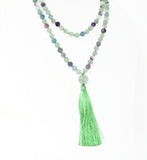 Hand Knotted Natural Fluorite Gemstone Mala Necklace