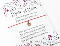 Wish Bracelet - Rose Gold Star Good Luck Charm Gift. Lucky String Bracelet. Choice of Colours Wish Knots