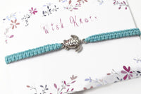 Macrame Sea Turtle Bracelet. Surfer Bracelet Gift. Adjustable Knotted Stacking Bracelet - Choice of Colours