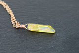 Rose Gold Yellow Aura Necklace - Rose Gold Plated Chain - Choose Length