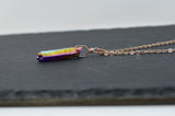 Rose Gold Rainbow Aura Necklace - Rose Gold Plated Chain - Choose Length