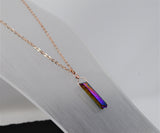 Rose Gold Rainbow Aura Necklace - Rose Gold Plated Chain - Choose Length