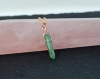 Rose Gold Apple Green Aura Necklace - Rose Gold Plated Chain - Choose Length