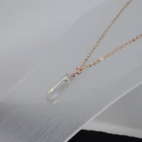 Rose Gold Angel Aura Necklace - Polished Natural Healing Quartz Crystal, Rose Gold Plated Chain - Choose Length