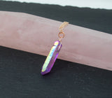 Rose Gold Ruby Aura Necklace - Rose Gold Plated Chain - Choose Length