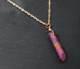 Rose Gold Magenta Aura Necklace - Rose Gold Plated Chain - Choose Length