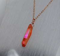 Rose Gold Orange Aura Necklace - Rose Gold Plated Chain - Choose Length