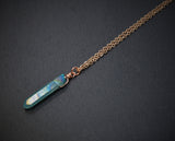 Rose Gold Aqua Aura Necklace - Rose Gold Plated Chain - Choose Length