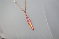 Rose Gold Flame Aura Necklace - Rose Gold Plated Chain - Choose Length