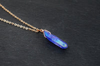 Rose Gold Celestial Blue Aura Necklace - Rose Gold Plated Chain - Choose Length