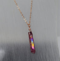 Rose Gold Magenta Aura Necklace - Rose Gold Plated Chain - Choose Length