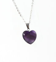 Genuine Amethyst Gemstone Heart Necklace. Amethyst Heart Pendant Necklace. Choose Length. Wish Knots.