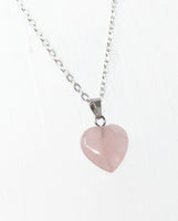 Genuine Rose Quartz Gemstone Heart Necklace. Rose Quartz Heart Pendant Necklace. Choose Length. Wish Knots.