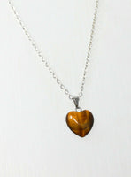 Genuine Tiger's Eye Gemstone Heart Necklace. Tigers Eye Heart Pendant Necklace. Choose Length. Wish Knots.