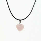 Genuine Rose Quartz Gemstone Heart Necklace. Rose Quartz Heart Black Cord Necklace. Adjustable. Wish Knots.